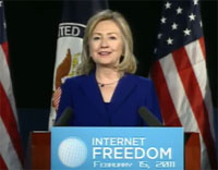 Secretary Clinton speaks about an open, secure Internet accessible to all.