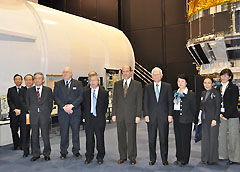 Ambassador Roos with JAXA officials, including President Keiji Tachikawa, Kuniaki Shiraki, Masanori Homma and Dr. Mukai (Photo courtesy of JAXA)