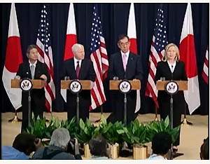 Secretary Clinton and Secretary Gates with Foreign Minister Takeaki Matsumoto; and Defense Minister Toshimi Kitazawa